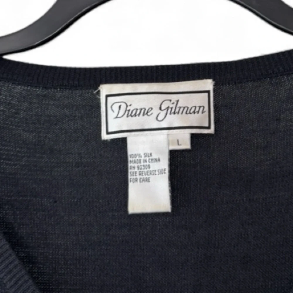 Diane Gilman Black Silk Sequin Cardigan